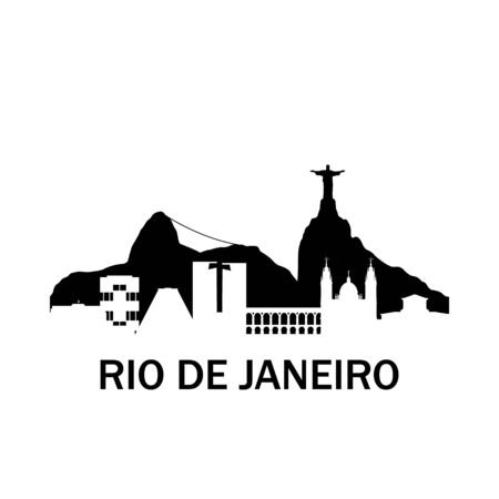 Rio de Janeiro city skyline. Negative space city silhouette. Vector illustration.のイラスト素材