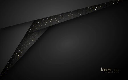 Abstract layered background. Vector geometric banner with paper texture and golden glittering dots.のイラスト素材