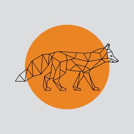 Fox in polygonal geometric style. Outline vector illustration. Side view. Wild animal.のイラスト素材