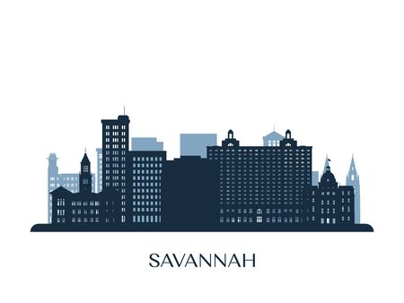 Savannah skyline, monochrome silhouette. Vector illustration.のイラスト素材