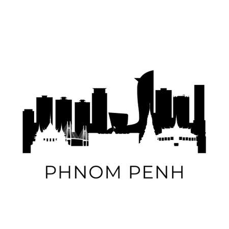 Phnom penh, Cambodia city skyline. Negative space city silhouette. Vector illustration.のイラスト素材