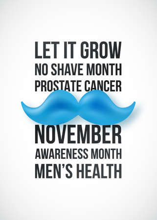 Vector banner with text and retro mustaches. November No shave month. Concept poster design for prostate cancer awareness campaign.のイラスト素材