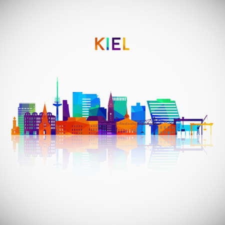 Kiel skyline silhouette in colorful geometric style. Symbol for your design. Vector illustration.のイラスト素材