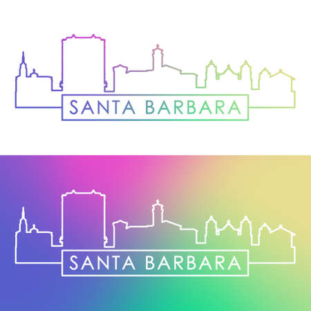Santa Barbara skyline. Colorful linear style. Editable vector file.のイラスト素材