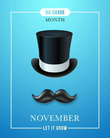 November no shave month Poster. Prostate cancer awareness month design template. Stock vector illustration.のイラスト素材