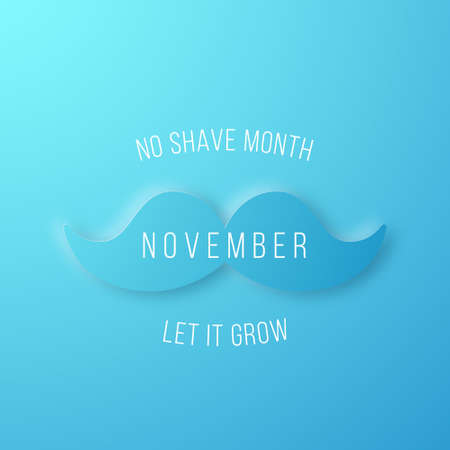 No shave month banner. Paper cut blue mustache. Template for background, banner, card, poster, etc. Men's health concept background.のイラスト素材