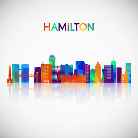 Hamilton skyline silhouette in colorful geometric style. Symbol for your design. Vector illustration.のイラスト素材