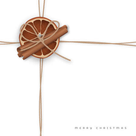 Realistic linen ropes for Christmas decorations, cards, packaging, background. Festive template for Christmas and New Year design. Stock vector illustration.のイラスト素材