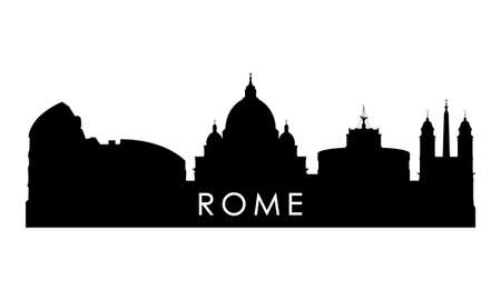 Rome skyline silhouette. Black Rome city design isolated on white background.のイラスト素材
