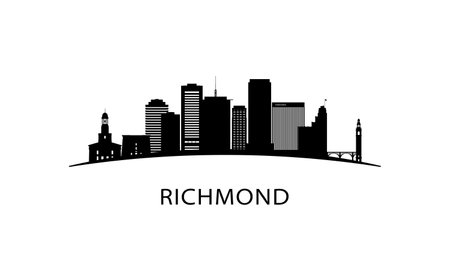 Richmond city skyline. Black cityscape isolated on white background. Vector banner.のイラスト素材