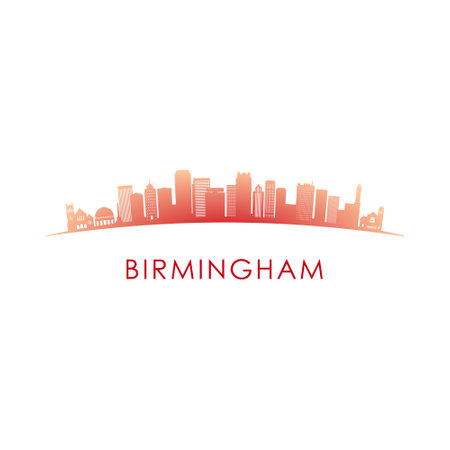 Birmingham skyline silhouette. Vector design colorful illustration.のイラスト素材