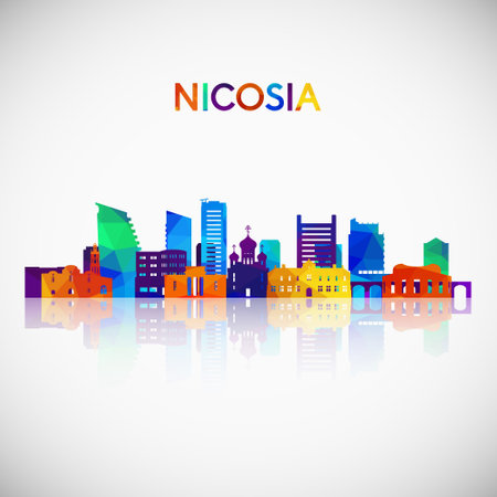 Nicosia skyline silhouette in colorful geometric style. Symbol for your design. Vector illustration.のイラスト素材