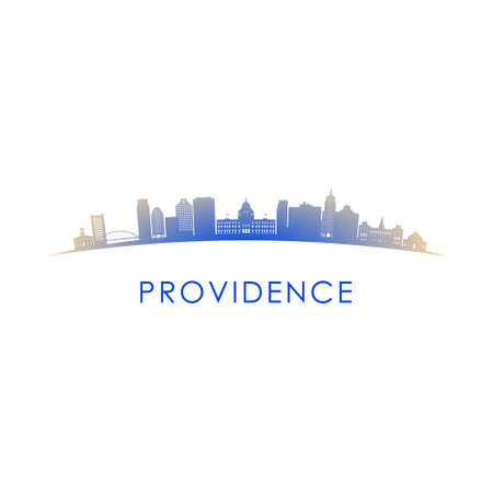 Providence skyline silhouette. Vector design colorful illustration.のイラスト素材