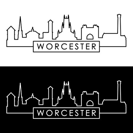 Worcester skyline. Linear style. Editable vector file.のイラスト素材