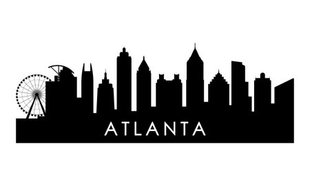 Atlanta Georgia skyline silhouette. Black Atlanta city design isolated on white background.のイラスト素材