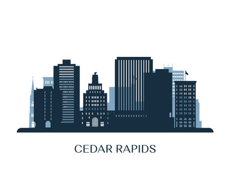 Cedar Rapids skyline, monochrome silhouette. Vector illustration.のイラスト素材