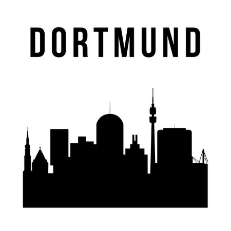 Dortmund city simple silhouette. Modern urban background. Vector skyline.のイラスト素材