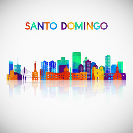 Santo Domingo skyline silhouette in colorful geometric style. Symbol for your design. Vector illustration.のイラスト素材