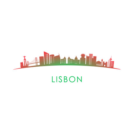 Lisbon skyline silhouette. Vector design colorful illustration.のイラスト素材