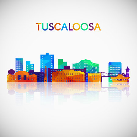 Tuscaloosa skyline silhouette in colorful geometric style. Symbol for your design. Vector illustration.のイラスト素材