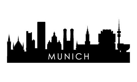 Munich skyline silhouette. Black Munich city design isolated on white background.のイラスト素材