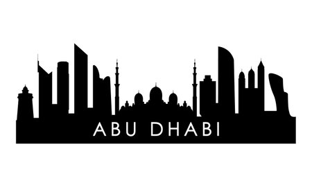 Abu Dhabi skyline silhouette. Black Abu Dhabi city design isolated on white background.のイラスト素材
