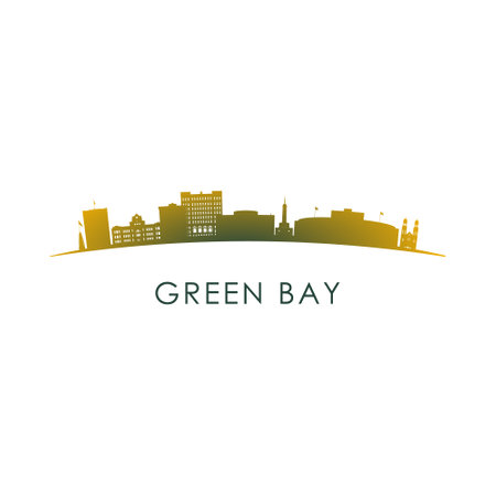 Green Bay skyline silhouette. Vector design colorful illustration.のイラスト素材