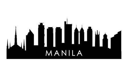 Manila skyline silhouette. Black Manila city design isolated on white background.のイラスト素材