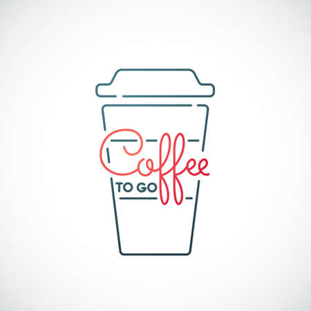 Coffee to go line icon isolated on white background. Takeaway Coffee emblem. Vector illustration.のイラスト素材