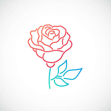 Elegant Rose flower icon isolated on white background. Red rose emblem. Vector illustration.のイラスト素材