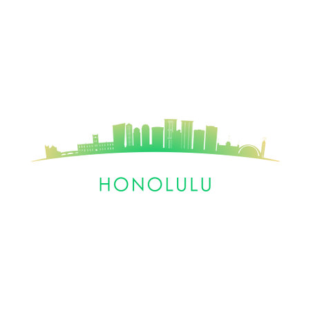 Honolulu skyline silhouette. Vector design colorful illustration.のイラスト素材