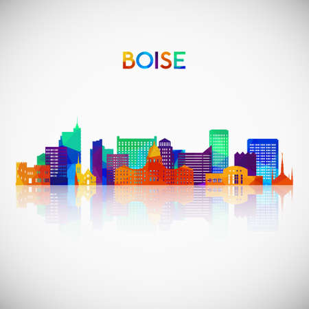 Boise skyline silhouette in colorful geometric style. Symbol for your design. Vector illustration.のイラスト素材