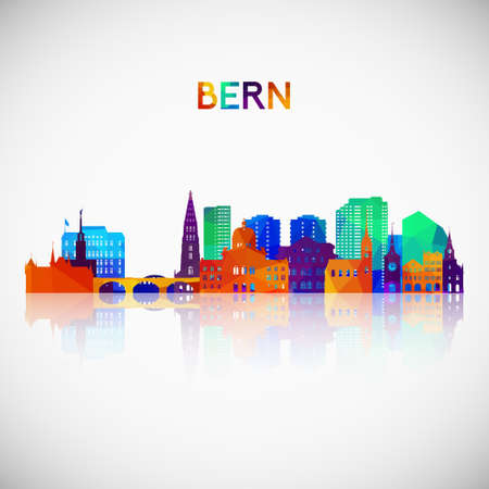 Bern skyline silhouette in colorful geometric style. Symbol for your design. Vector illustration.のイラスト素材