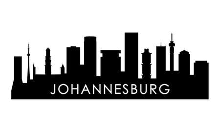 Johannesburg skyline silhouette. Black Johannesburg city design isolated on white background.のイラスト素材