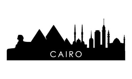 Cairo skyline silhouette. Black Cairo city design isolated on white background.のイラスト素材