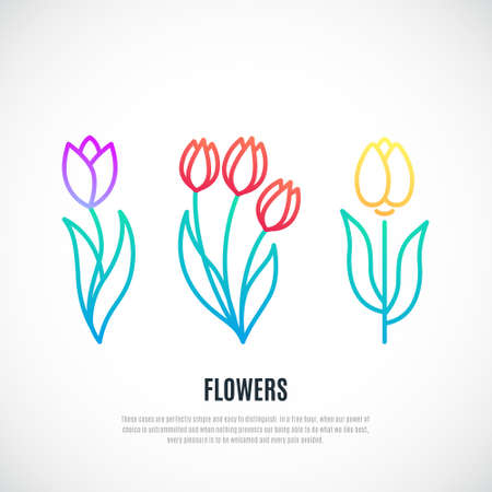 Set of tulips isolated on white background. Decorative tulips design. Vector illustration.のイラスト素材