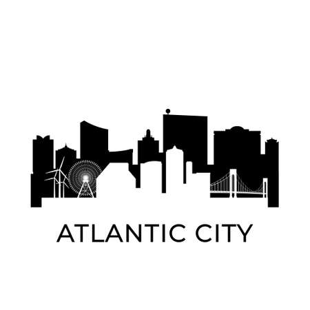 Atlantic City, New Jersey city skyline. Negative space city silhouette. Vector illustration.のイラスト素材