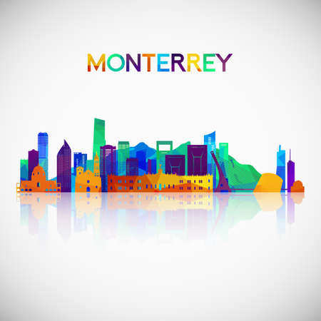 Monterrey skyline silhouette in colorful geometric style. Symbol for your design. Vector illustration.のイラスト素材
