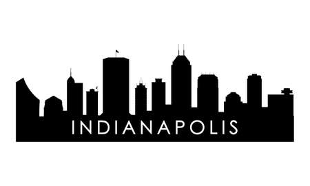 Indianapolis skyline silhouette. Black Indianapolis city design isolated on white background.のイラスト素材