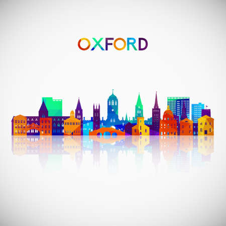 Oxford, United Kingdom skyline silhouette in colorful geometric style. Symbol for your design. Vector illustration.のイラスト素材