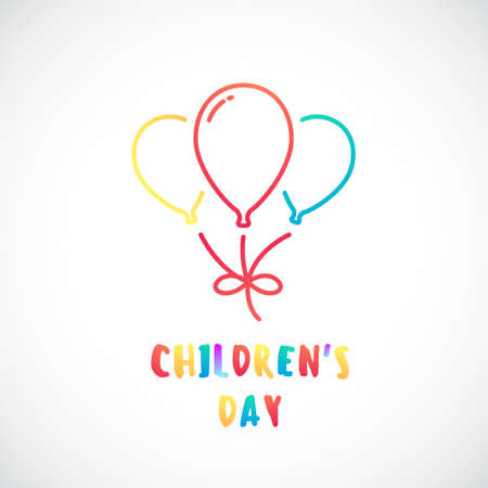 Happy Children's day design for posters, greeting cards, invitations. Colorful balloons set and text. Vector illustration.のイラスト素材