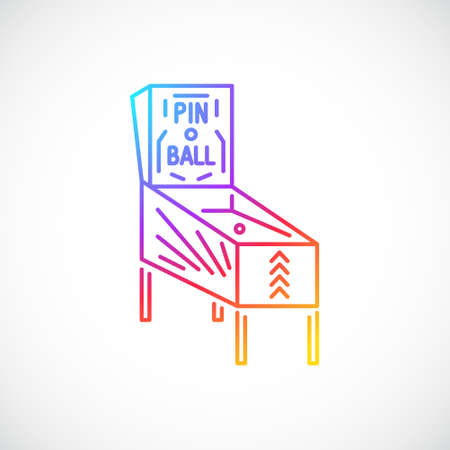 Retro game bright emblem. Pin ball machine line icon isolated on white background. Vector illustration.のイラスト素材