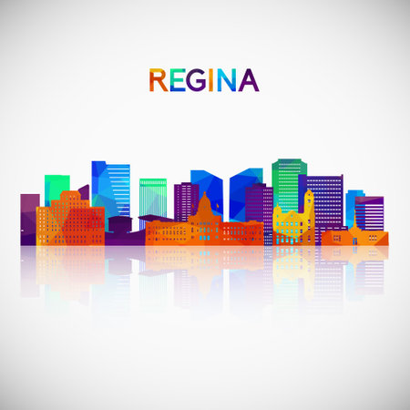 Regina skyline silhouette in colorful geometric style. Symbol for your design. Vector illustration.のイラスト素材