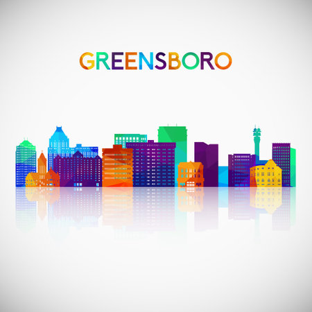 Greensboro skyline silhouette in colorful geometric style. Symbol for your design. Vector illustration.のイラスト素材