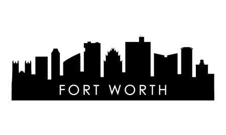 Fort Worth skyline silhouette. Black Fort Worth city design isolated on white background.のイラスト素材