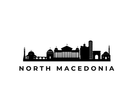 Vector North Macedonia skyline. Travel North Macedonia famous landmarks. Business and tourism concept for presentation, banner, web site.のイラスト素材
