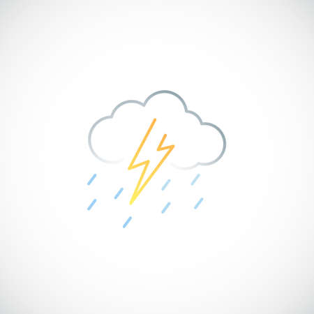 Thunder and Rain line icon. Vector weather sign.のイラスト素材