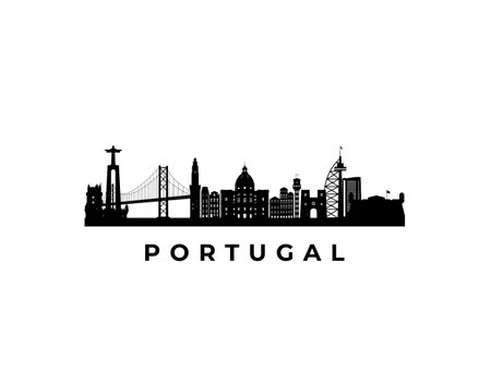 Vector Portugal skyline. Travel Portugal famous landmarks. Business and tourism concept for presentation, banner, web site.のイラスト素材