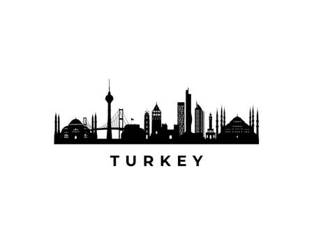 Vector Turkey skyline. Travel Turkey famous landmarks. Business and tourism concept for presentation, banner, web site.のイラスト素材