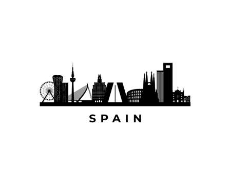 Vector Spain skyline. Travel Spain famous landmarks. Business and tourism concept for presentation, banner, web site.のイラスト素材
